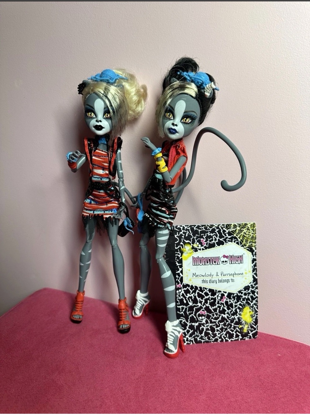 Monster High Zombie Shake Meowlody & Purrsephone Werecat Sisters Twins Complete